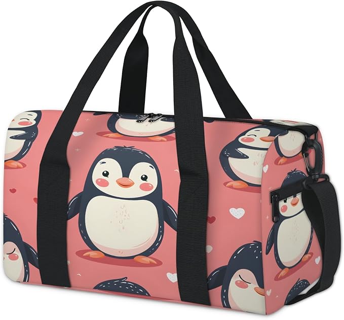 Cute Funny Penguins Travel Duffle Bag for Women Men, Overnight Weekender Bag, Carry on Tote for Sport Gym