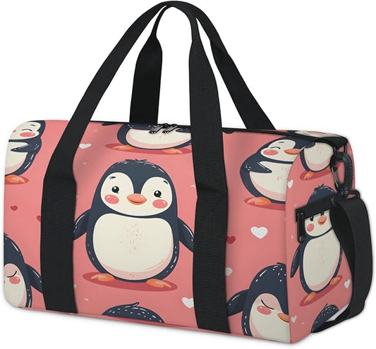 Cute Funny Penguins Travel Duffle Bag for Women Men, Overnight Weekender Bag, Carry on Tote for Sport Gym