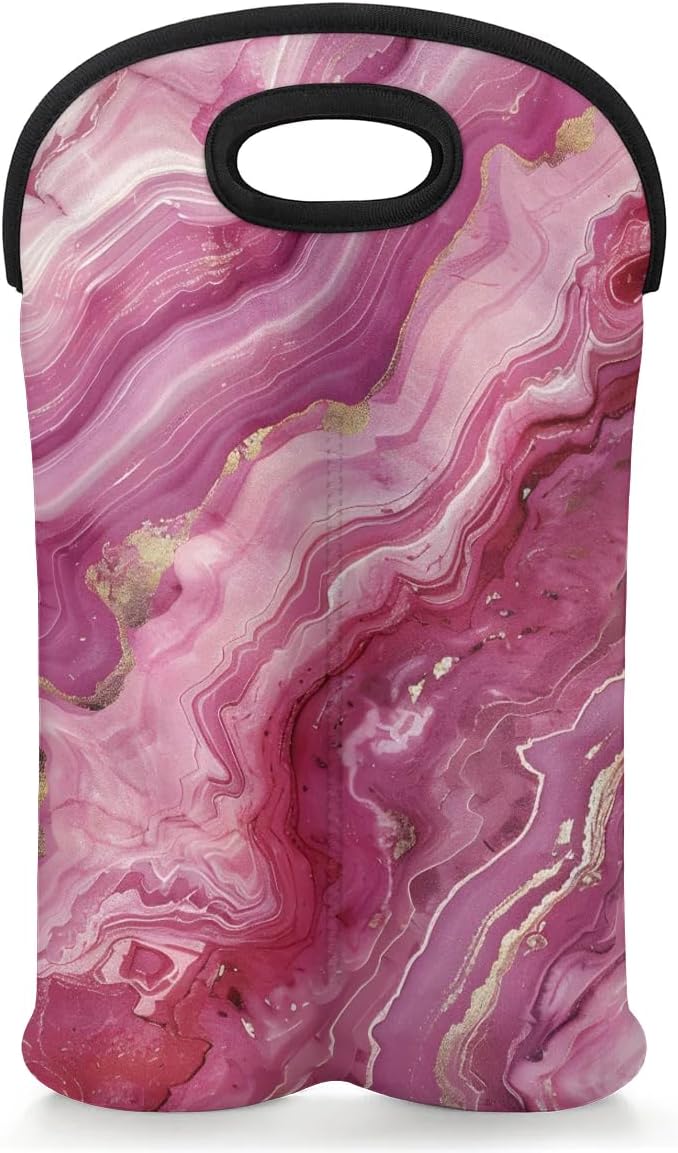 Wine Carrier Tote Personalized Bag for 2 Bottles - Neoprene Wine Bottle Holder with Carry Handle, Wine Protective Bag Insulated Bag Beer Cans Water Bottle Holder for Travel Picnic,Style11