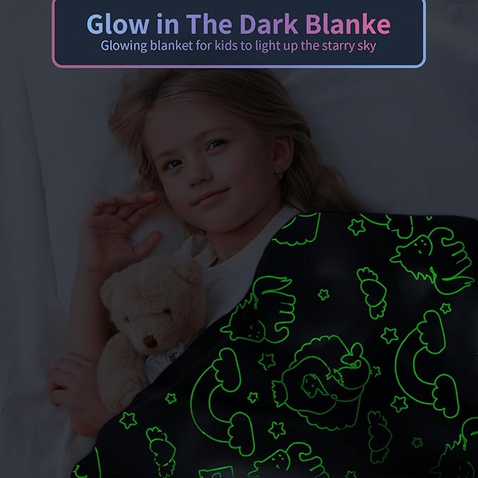Mermaid Blanket for Girls 4-6, Mermaid Gifts, Kids Blanket, 40"x 50", Pink, Glow in the Dark