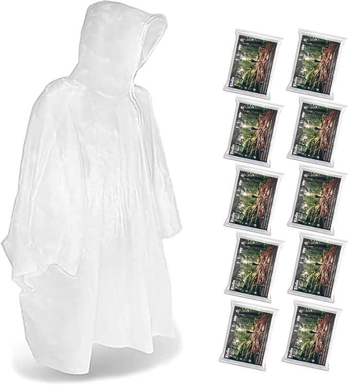 Rain Ponchos, Emergency Disposable Rain Poncho with Drawstring Hood&Waterproof Plastic for Adults&Teens