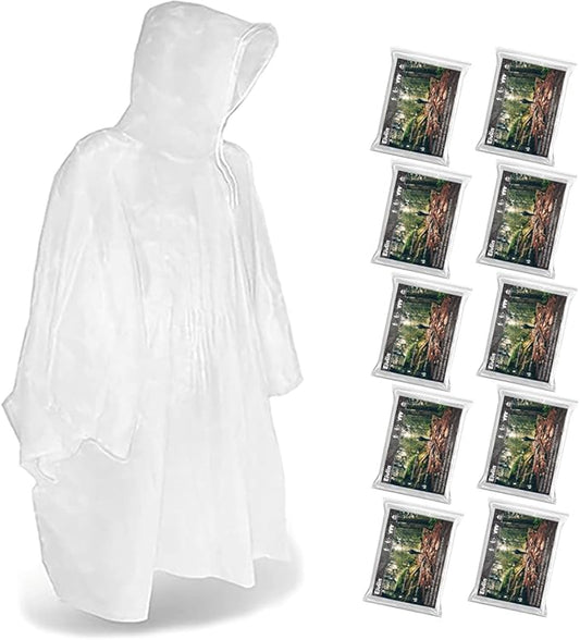 Rain Ponchos, Emergency Disposable Rain Poncho with Drawstring Hood&Waterproof Plastic for Adults&Teens