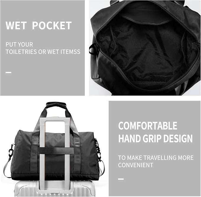 Travel Duffle Bag,Sport Gym Bag for Men And Women with Wet Pocket,Weekender Bag Carry On Tote Bags for Airplane
