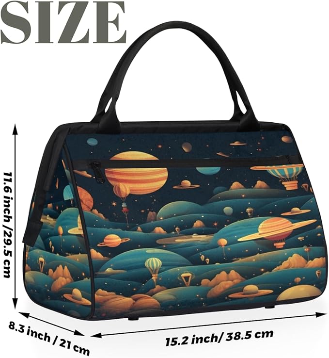 Space Planets Overnight Weekender Bag for Women Men Travel Duffel Bags Waterproof Luggage Carry on Sports Yoga Gym Bag