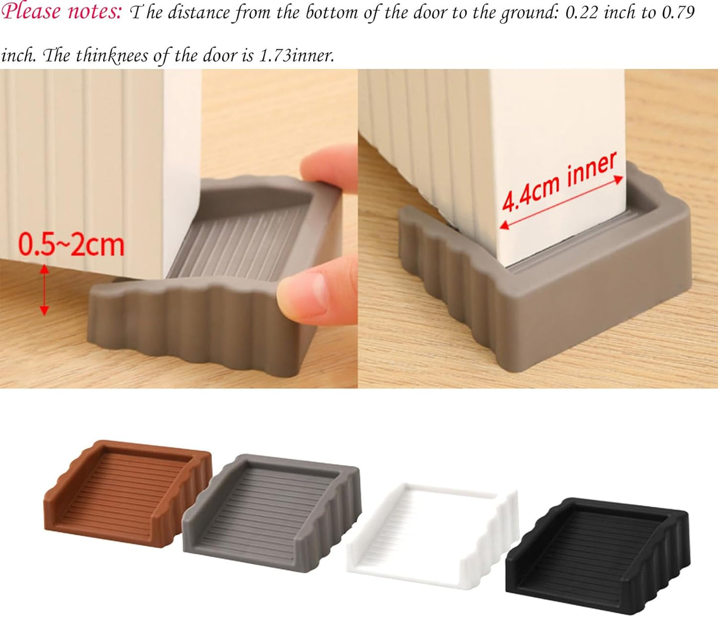 4Pack Door Stoppers Doorstop, Rubber Door Stoppers Wedge, Doors Stops for Door, Rubber Door Stopper Wedge, 4 Colors Door Stop