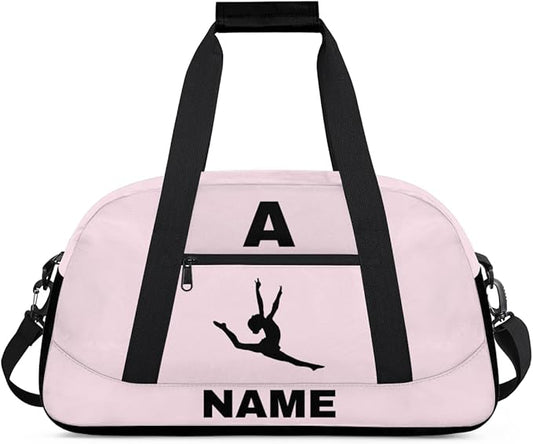 Personalize-Kids-Sports-Duffel-Bags With Custom Name Text Carry-On Overnight Travel Gym Lightweight Dance Pattern Sports Bags For Girls Boys Kids,Pink 1