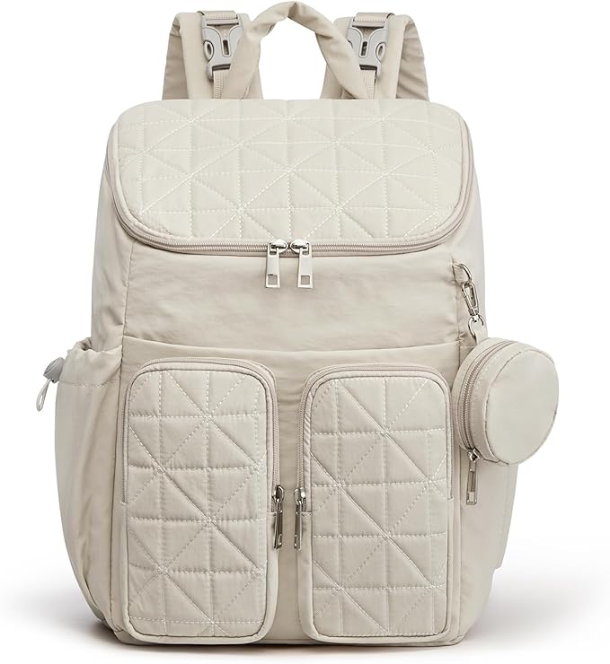 G4Free Diaper Bag Backpack for Moms Dads Travel Baby Bag with Pacifier Case & Insulated Pockets,Beige