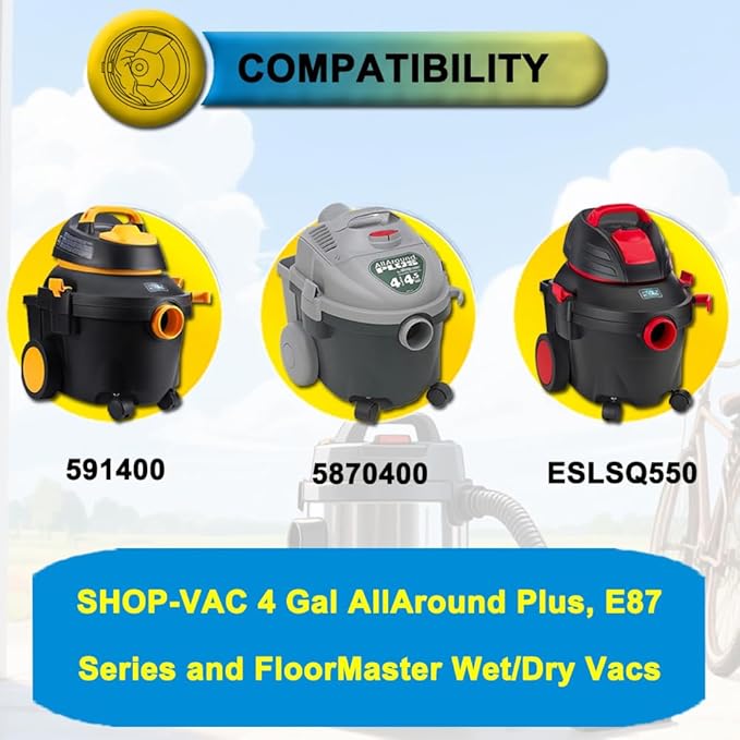 SpaceTent 15 PACK 91964 Shop Vac 4 Gallon Bags Type D Compatible with Shop-Vac 4 Gal AllAround Plus Wet/dry Vacuum, Replacement 9196400 9196433 High Efficiency Dust Collection Filter Bags