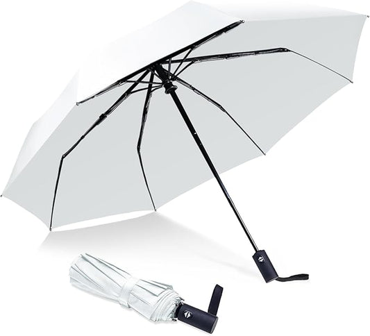 Travel Essentials Umbrella Windproof Compact Collapsible Light, Automatic, Strong and Portable, Wind Resistant Folding Small Umbrella for Rain