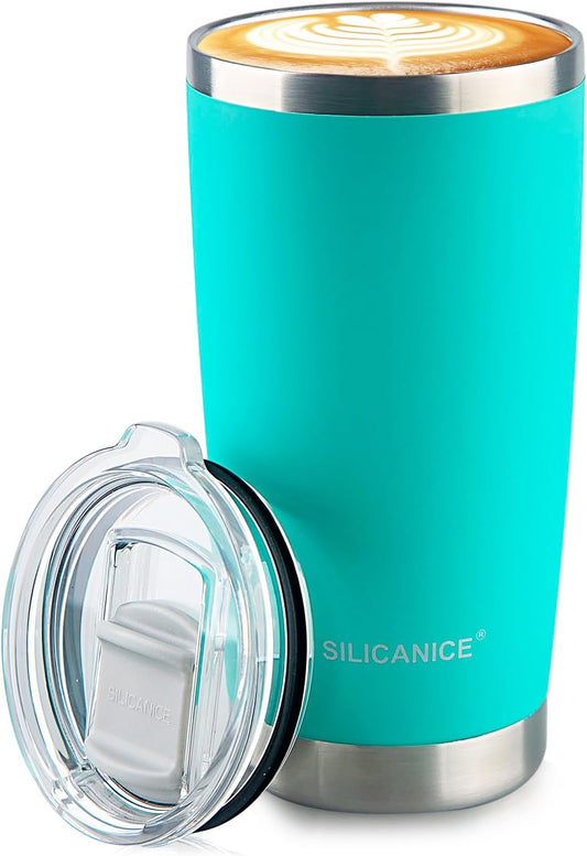 Tropical Teal 20oz Stainless Steel Insulated Tumblers with Lid,Spill Proof,Dishwasher Safe,Colorless & Odorless Thermal Hot & Cold Coffee Cup,Swig Water Bottle & Smoothies Travel Mugs,Mother,Green,Tea