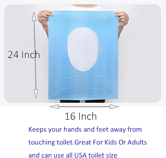 20 Pcs Extra Large 23.6 Inch x 15.8 Inch Blue Disposable Toilet Seat Covers Individually Wrapped Travel Essentials, for Public Restrooms Airplane Camping (blue, 20pcs)