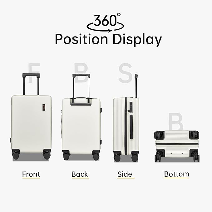 Carry on Luggage 22x14x9 Airline Approved, 20 Inch Carry-on Suitcase, Hard Shell Luggage with Spinner Wheels, Hardside Small Rolling Suitcase with TSA Lock for Travel (White, 20 Inch)