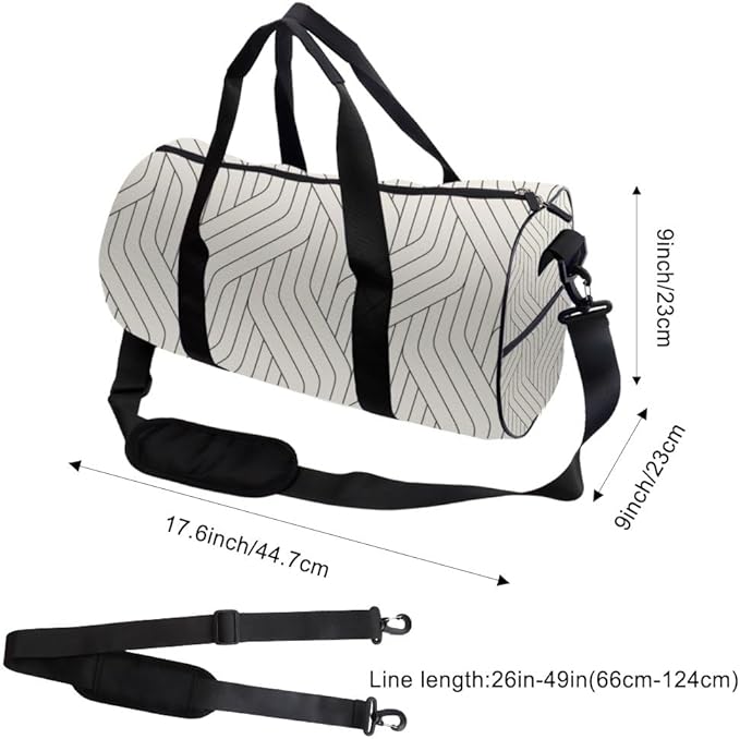 Minimalist Geometric Design Foldable Gym Bags For Women Oxford Tote Bags Adjustable Shoulder Strap, Convertible Carry Backpack Gym Bag Cute For Sport Overnight Backpack Men