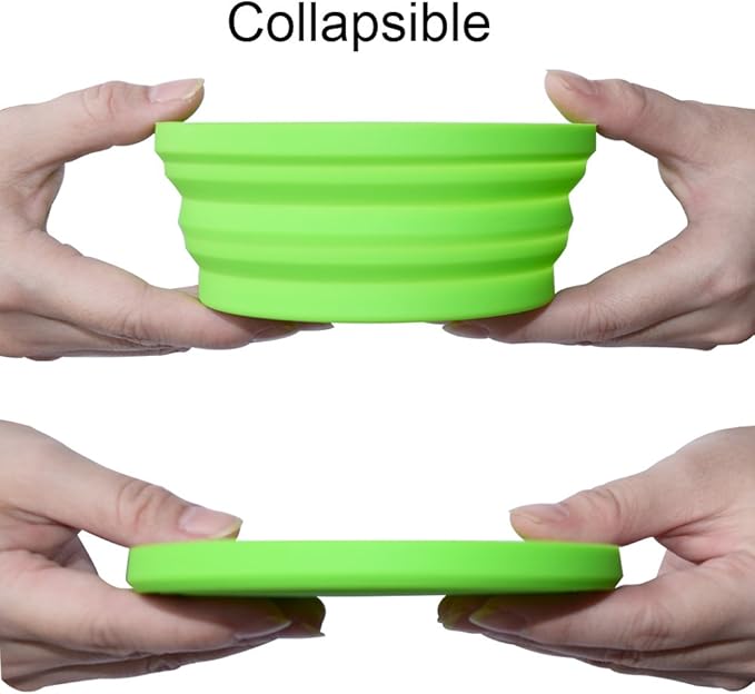 Ecoart Silicone Expandable Collapsible Bowl for Travel Camping Hiking (Green(S))