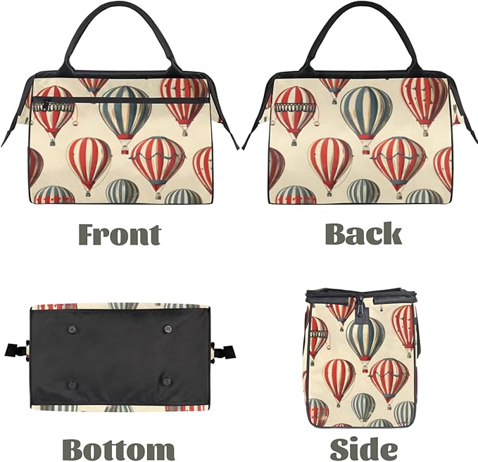 Retro Hot Air Balloon Overnight Weekender Bag for Women Men Travel Duffel Bags Waterproof Luggage Carry on Sports Yoga Gym Bag