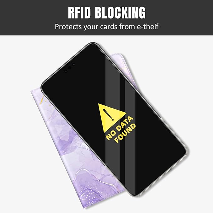 Rimilak Passport Holder, RFID Blocking Passport Cover Wallet Travel Essentials, Leather Travel Air Ticket Documents Organizer Protector for Women and Men, Purple Marble