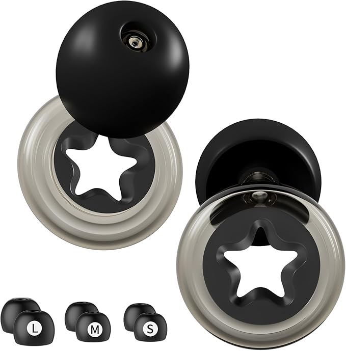 Sleep Noise Cancelling Earplugs -26db, Pentagram Noise Cancelling Earplugs, Reusable and Noise Reduction, Suitable for Concerts, Travel, Snoring Prevention Earplugs (Black)