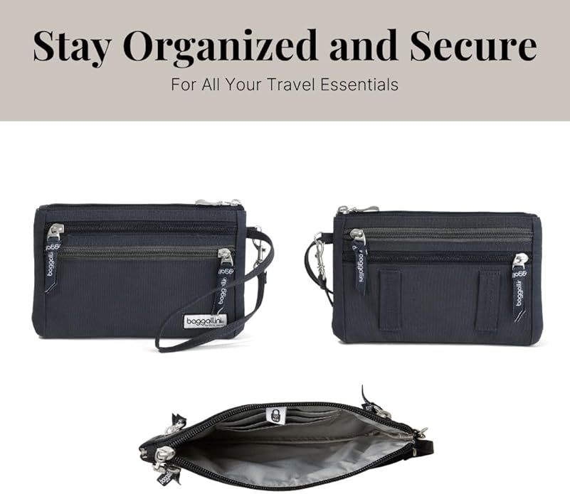Baggallini Anti-theft RFID Currency Organizer 8"x4.25" Travel Accessory Passport Holder Money Belt Wallet w/Card Slots