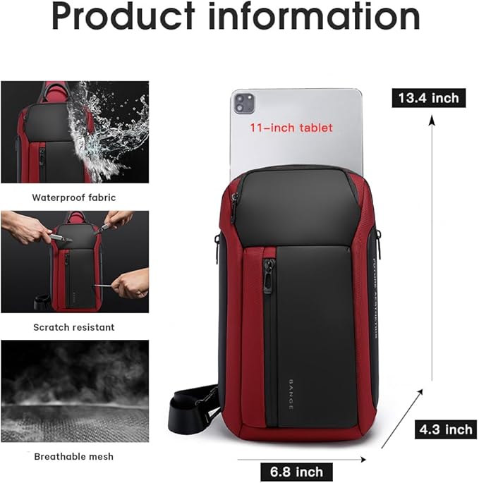 BANGE Men's Crossbody Backpack - Waterproof Shoulder Bag for Travel, Hiking & Daily Commute