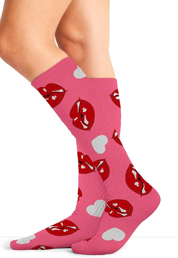Cherokee Women's 10-15mmHg Compression Socks – Fun Print Knee Highs with Light Support, Soft Feel - PRINTSUPPORT