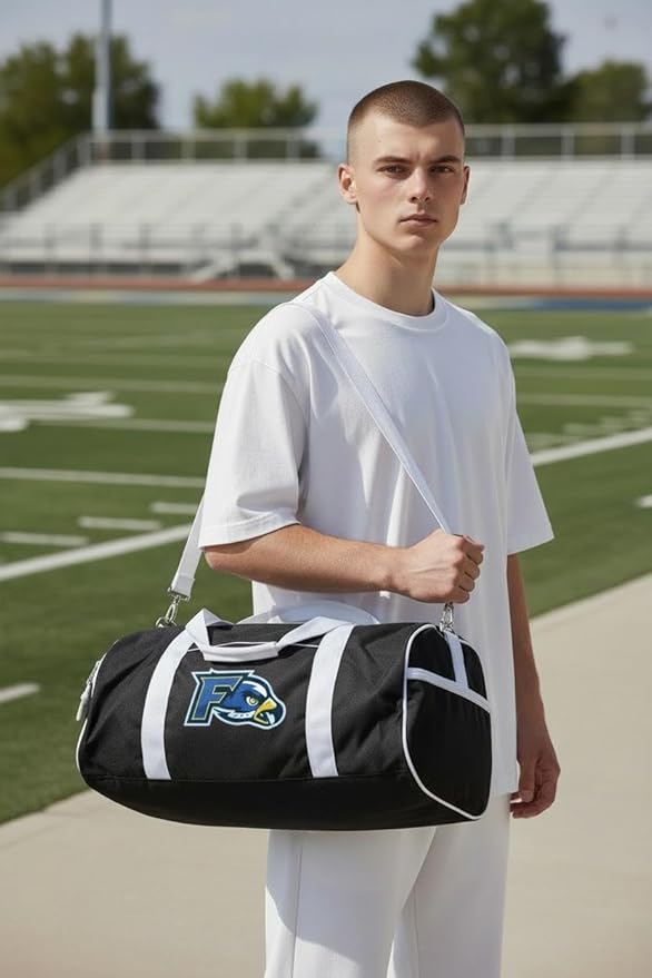 Custom Roll Duffel Bag with Your Logo or Text – Personalized Gym Bag, Sports Team Bag, Travel Bag – Adjustable Shoulder Strap, 600D Polyester, 18 Inch, 4 Colors, Model 3018