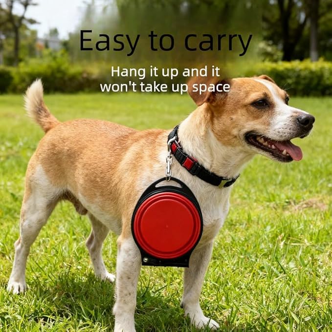 2-in-1 Collapsible Dog Bowls Foldable Pet Food & Water Bowl Silicone Feeding Dish for Traveling,Camping,Walking,Hiking (Yellow)