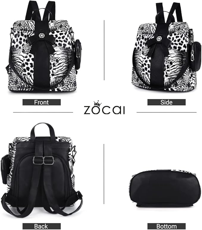 ZOCAI Backpack Purse for Women Fashion Backpack Purses PU Leather Daypacks Anti-Theft Shoulder Bag Satchel Purse