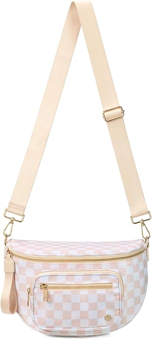 BOSTANTEN Crossbody Bags for Women Cross Body Purse Checkered Bum Bag, Large Diaper Purse for Moms, Perfect for Work/Travel