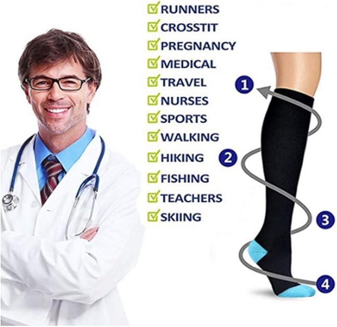 zuoge 6 Pairs Compression Socks Pack - Best Medical, Nursing, Travel & Flight Socks - Running & Fitness - 15-20mmHg