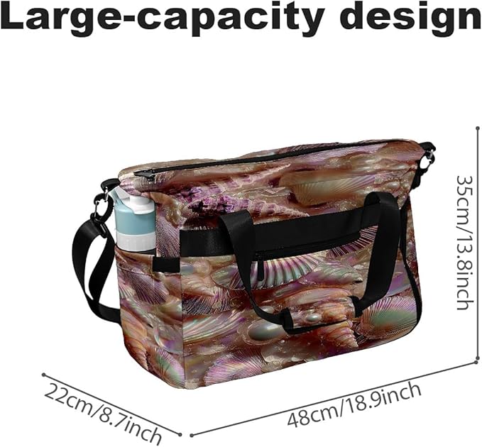Gentle Shell Pink Gym Bag for Women & Tennis Bag, Large Sports Duffel Bag Waterproof with Ventilated Shoe Compartment & Front Racket Sleeve, Lightweight Travel Weekender Overnight Bag