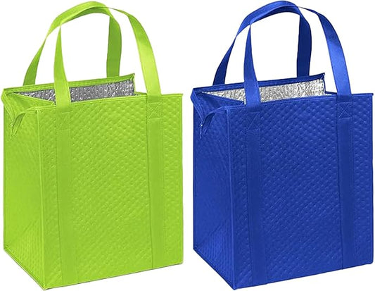 Mediz Hannah Direct Large Capacity Heavy Duty Insulated Smart Shopping Bag - Strong Reusable Grocery Tote 2 Pack