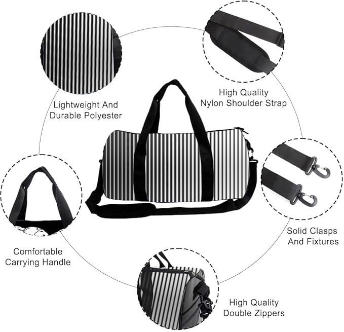 Unique Line Stripe Design Easy Clean Gym Duffle Bag For Men Women Oxford Tote Bags Adjustable Shoulder Strap, Convertible Carry Backpack Goth Duffle Bag For Camping Yoga Gym Essentials Women