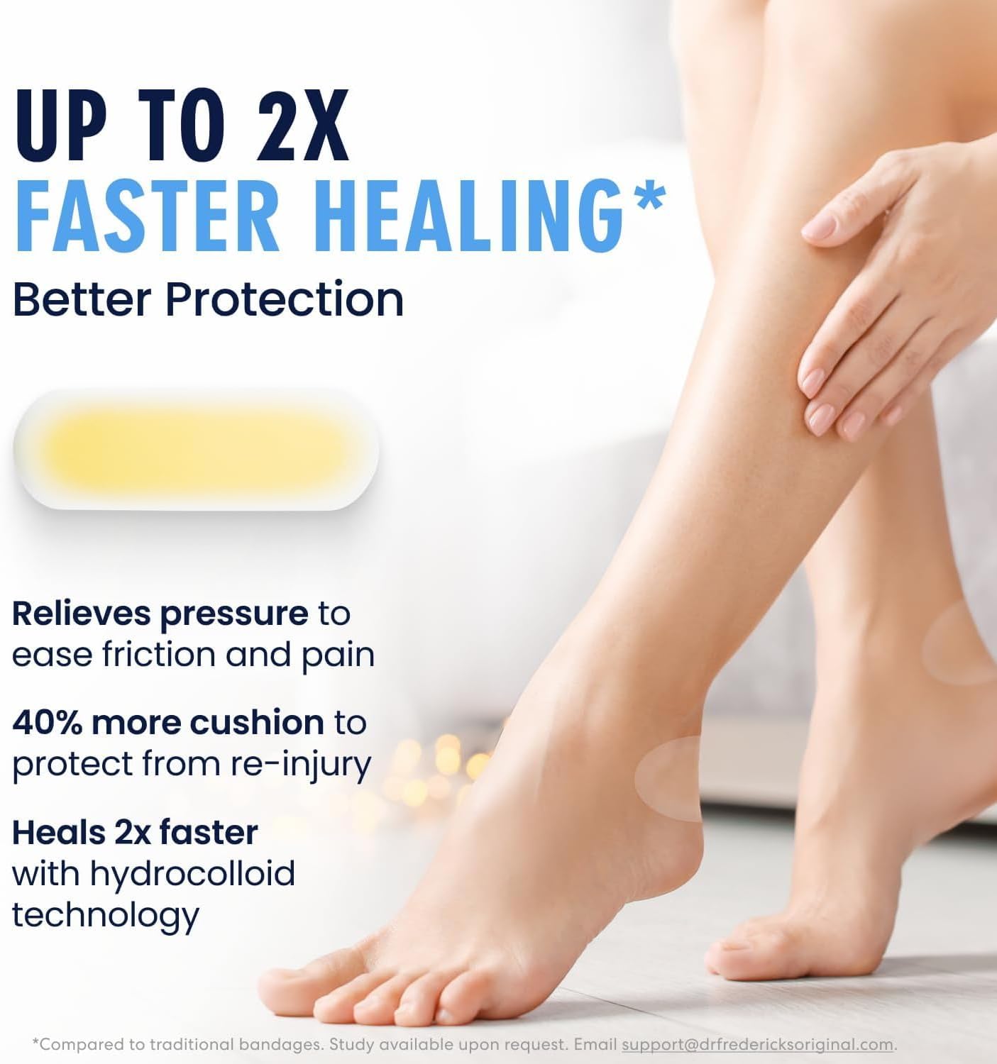 Dr. Frederick's Original Better Blister Bandages - 10 ct - Water-Resistant - 40% More Cushioning - Hydrocolloid Pads for Foot Protection & Recovery - Blister Relief Pads - Spot Pack