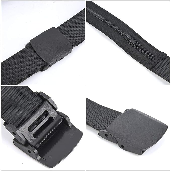 GLOGLOW Antitheft Belt Money Pocket Belt, Polyester Material, Zipper, Ideal for Outdoor Sports, Hiking, Unisex Design
