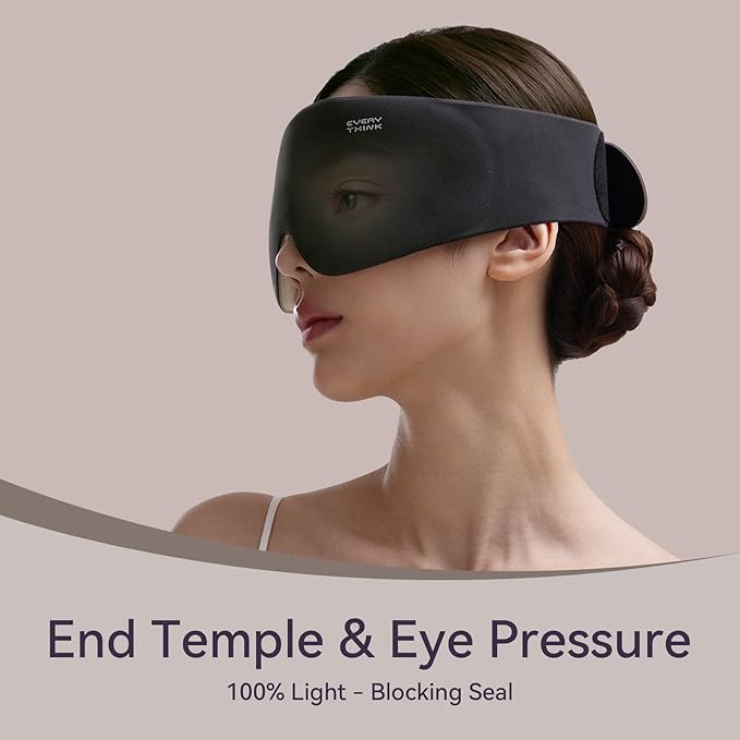 Ultimate Comfort Sleep Mask for Side Sleepers - 3D Zero Pressure & 100% Light Blocking Eye Mask for Sleeping, Adjustable & Breathable for Women Men, Travel Essentials (Black)