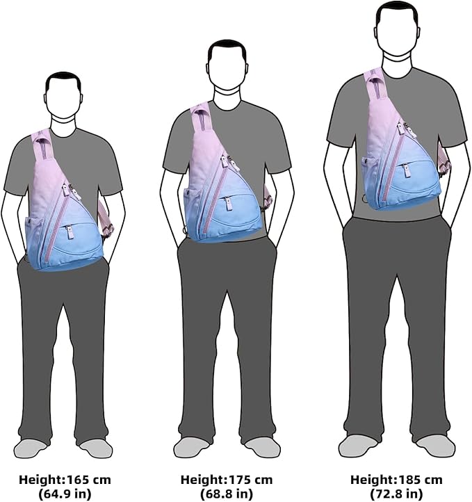 KL928 Canvas Sling Bag - Small Crossbody Backpack Shoulder Casual Daypack Rucksack for Men Women(Large Version,PalePurple+SkyBlue)