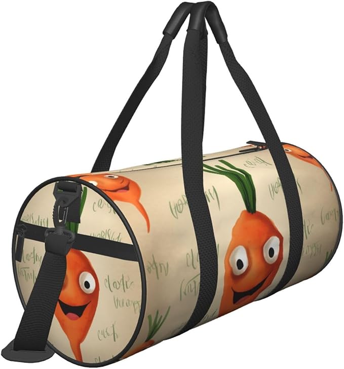 Happy carrot Printed Sports Gym Bag for Men Women Foldable Duffel Bag Carry On Weekender Bag for Travel Sports