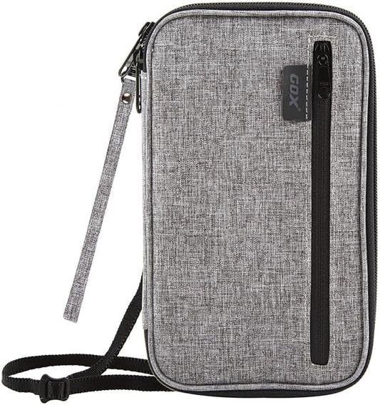 GOX Passport Holder for Travel Family RFID Neck Wallet for Traveling Women Travel Pouch for Passport and Documents with RFID Waterproof Zipper Passport Case (Grey)