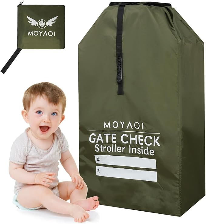 MOYAQI Stroller Travel Bag for Airplane, Gate Check Bag Backpack with Durable Nylon,Adjustable Carry Straps,Infant Carriers & Booster Seats (Green)
