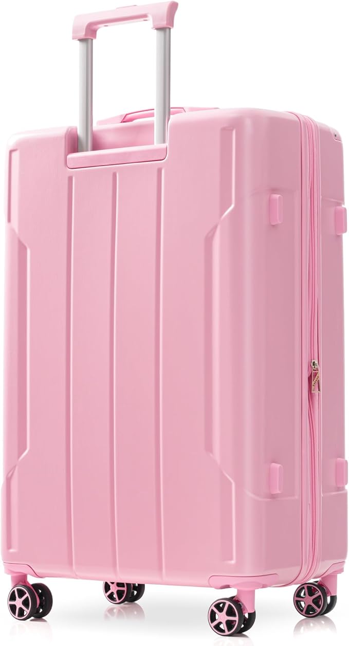 28 Inch Large Checked Luggage Hardside Suitcase with Spinner Wheels, Pink Lightweight Expandable Hard Shell ABS Suitcases with TSA Lock, Large Travel Luggage for Women, Men