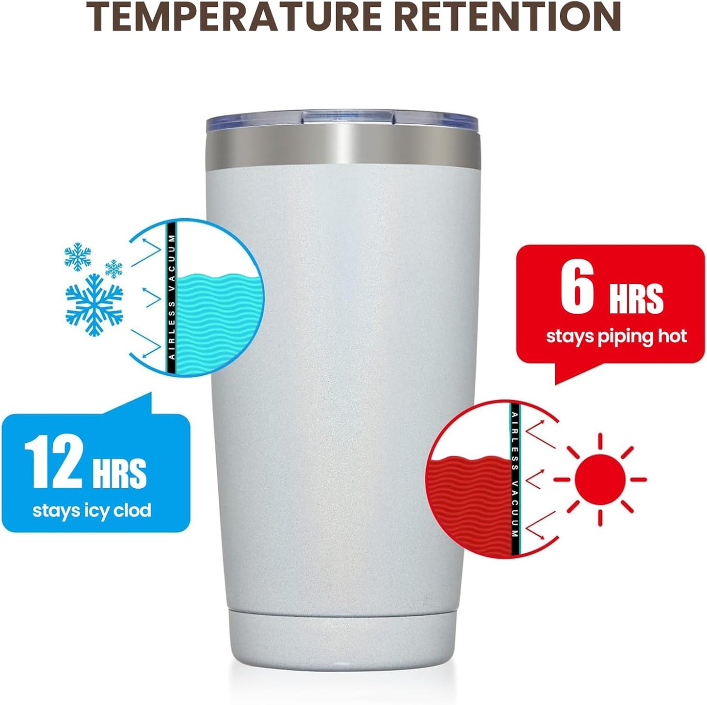 MEWAY 20oz Tumbler 8 Pack Double Wall Vacuum Insulated Travel Glitter Mug Bulk, Stainless Steel Tumblers with Lid and Straw, Powder Coated Coffee Cups for Woman(Rainbow White,Set of 8)