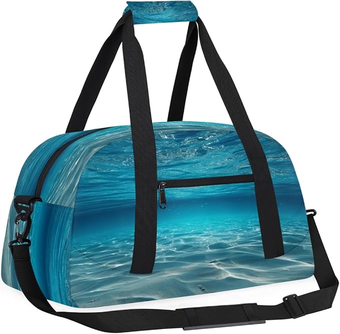 Kids Duffle Bag Girls Boys Underwater Ocean Scene Weekender Overnight Bag,Lightweight Duffel Bags for Traveling Gym Sport Dance