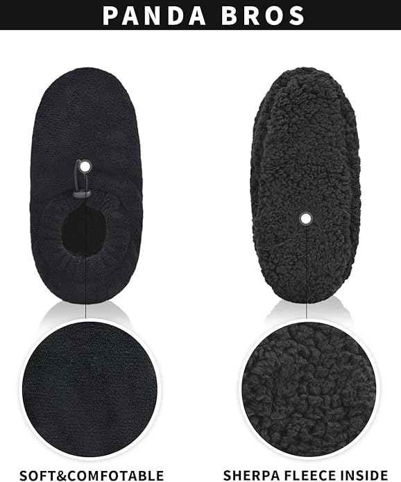 Panda Bros Mens Slipper Socks With Non Skid Bottoms, Warm Slipper Socks With Grippers For Men, Fuzzy House Slippers