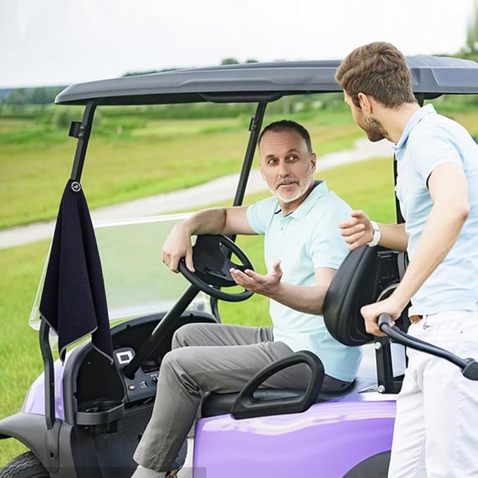 Magnetic Golf Towel, Microfiber Waffle Design with Clip - Industrial Strength Magnet for Strong Hold to Golf Bags, Carts & Clubs