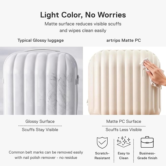 artrips Bread Design 28 inch Suitcase, Lightweight Hardside Luggage with 8 Spinner Wheels, PC TSA Lock, 98L, White