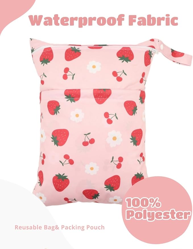 Wet Dry Bags Two Zipper Pockets Travel Beach Pool Reusable Waterproof Yoga Gym Bag for Baby Cloth Diaper Swimsuits Wet Clothes 3 Pack 3L10