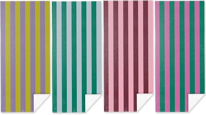 4 Pack Towels for Bathroom, Beach Towel, Microfiber Lightweight Beach Towels Oversized, Towel Accessories for Christmas Bachelorette Party Favors Pool Camping Travel 32x71 IN, Bohemian Boho Striped