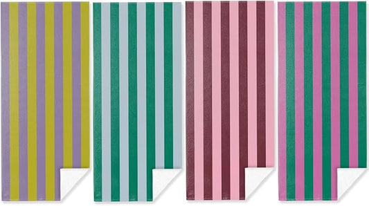 4 Pack Towels for Bathroom, Beach Towel, Microfiber Lightweight Beach Towels Oversized, Towel Accessories for Christmas Bachelorette Party Favors Pool Camping Travel 32x71 IN, Bohemian Boho Striped