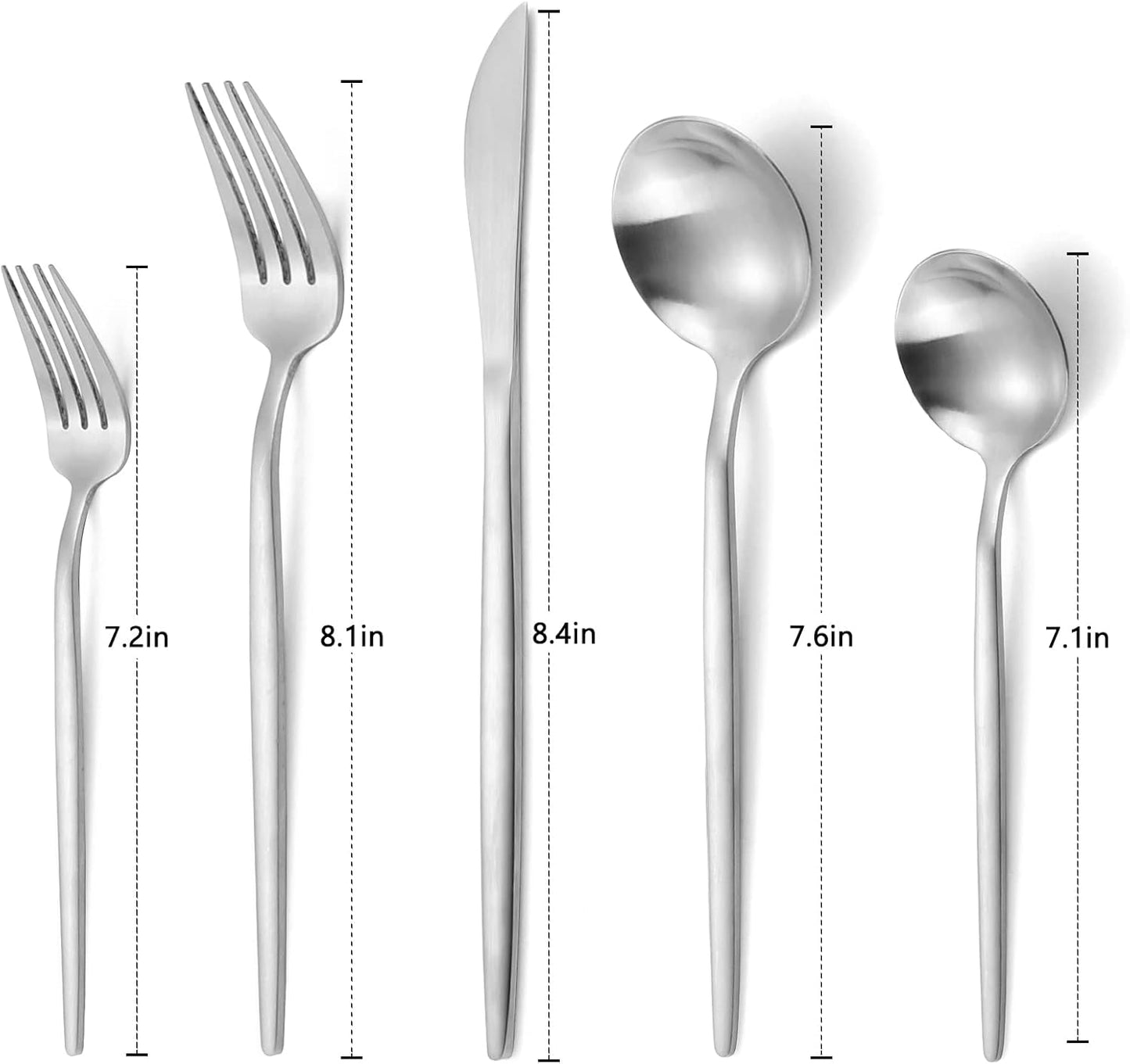 Matte Silverware Set, VANVRO 60-Piece Stainless Steel Flatware Set, Satin Finish tableware Cutlery Set, Service for 12, Home and Restaurant, Dishwasher Safe