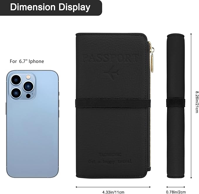 DOB SECHS White Leather Passport Holder, RFID Blocking Passport Wallet Credit Cards Case for Women, Travel Accessories Organizer Pouch Bag with ID Window+Zippered Cash Pocket+SIM Slots
